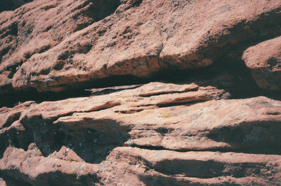 Close detail of weathered red Zion sandstone strata